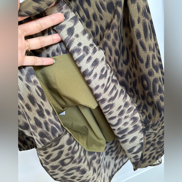 Lost in Lunar - Dress - Tie front - Green/ Dark Brown - Sleeve - Animal Print - Picture 6 of 8